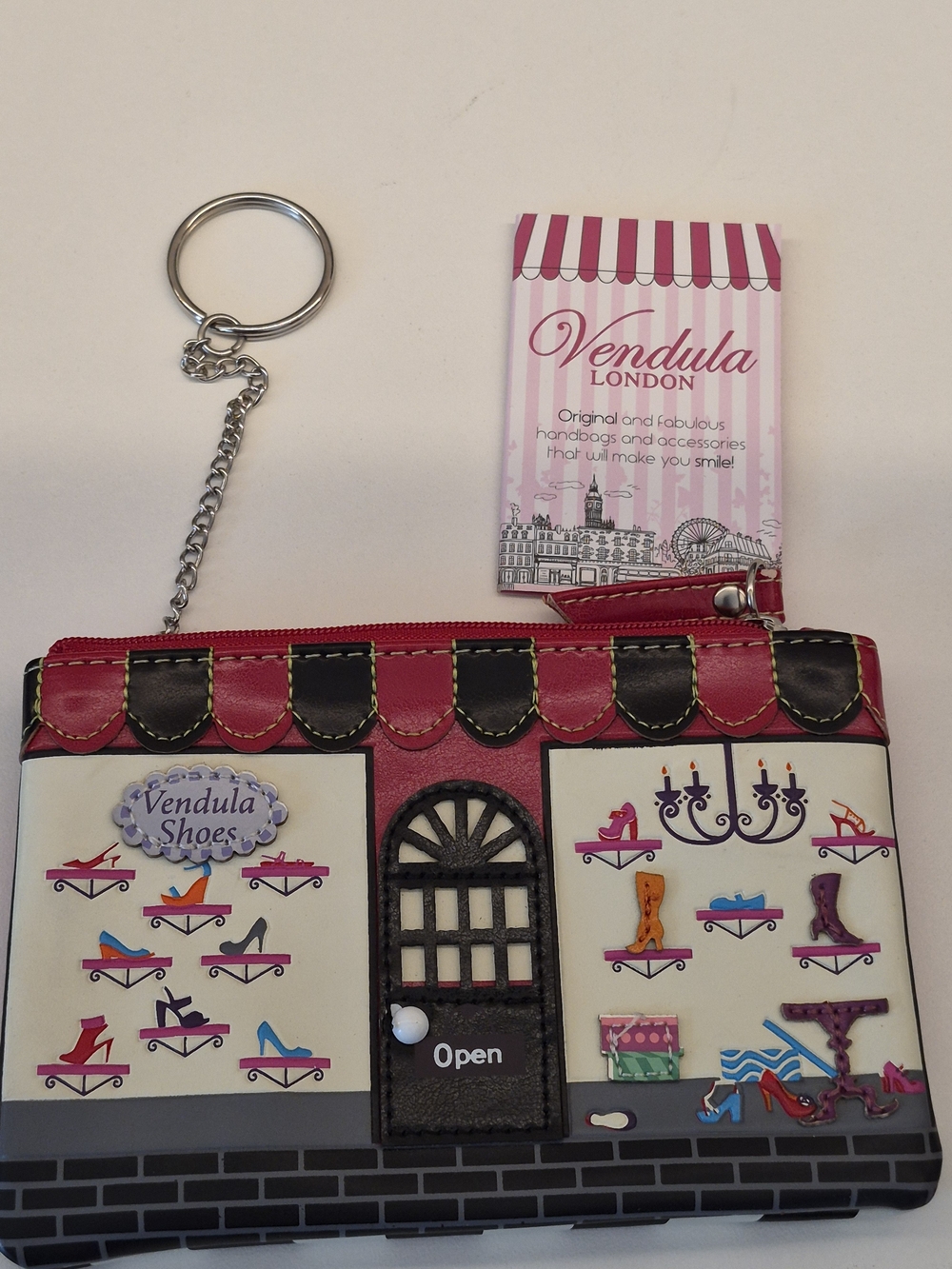 NWT Vendula London Shoe Shop Keychain Cardholder - Red & Black